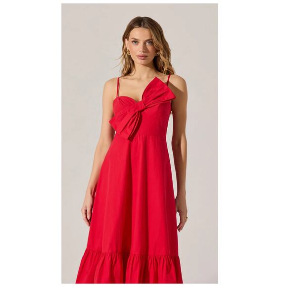 ASTR THE LABEL Asymmetrical Bow Midi Dress Size Small - Picture 3 of 12